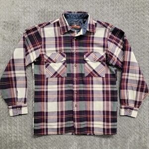 Vintage Backpacker Men’s Flannel Shirt Size Medium Red‎ Blue Long Sleeve
